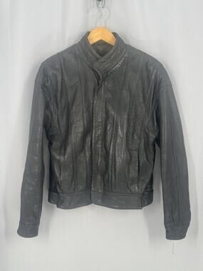 Vtg Bertini Leather Jacket Womens Size 40 Aviator Made In Korea Soft Zip Biker